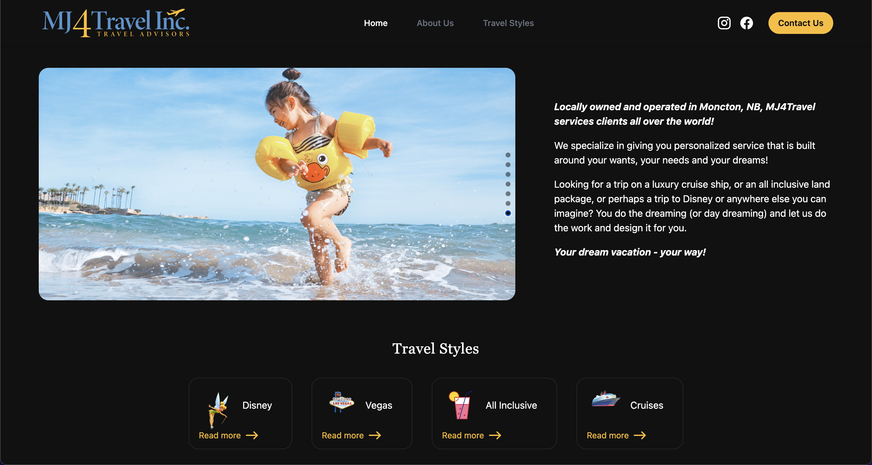 MJ4Travel Landing Page